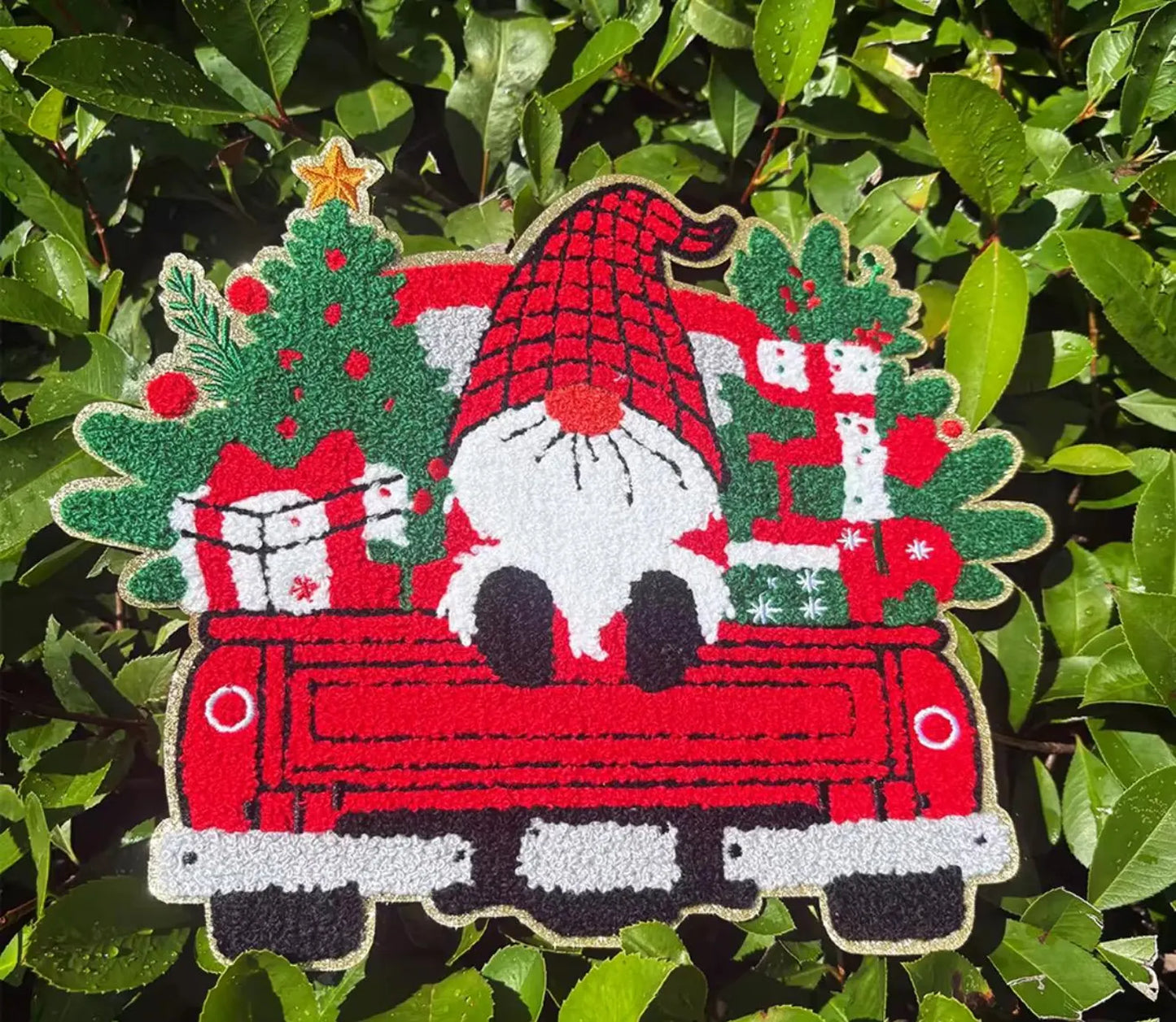 PREORDER XL Christmas Gnome Chenille Patch – Festive Christmas Iron-On / Sew-On Appliqué CK