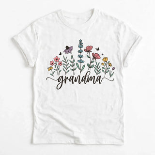 GR1 grandma wildflower design on white t-shirt