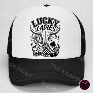 Lucky Ladies B&W trucker hat white