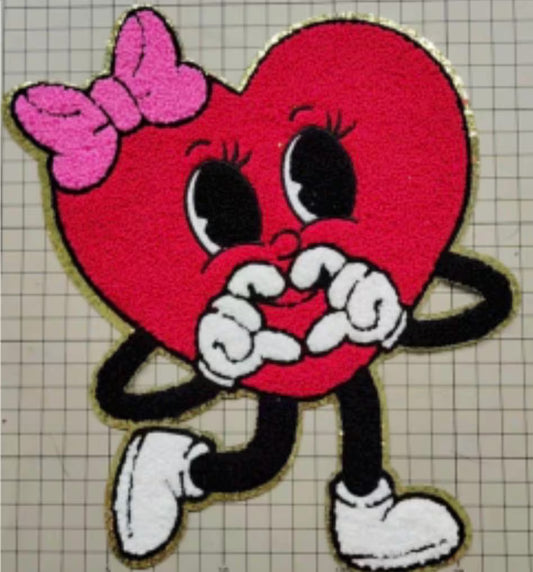 XL Fuzzy Heart Chenille Patch – Valentine Iron-On / Sew-On Applique CK