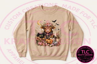 Highland Cow Halloween Shirt, Cow Witch Halloween Tee, Cute Cow Halloween Sweatshirt, Farm Halloween Shirt, Cow Lover Gift - Comfort Colors mockup