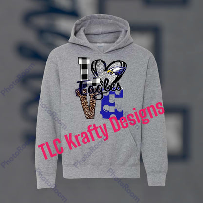 Lindbergh High School Eagles LOVE Sweatshirt - Custom Team Spirit Wear