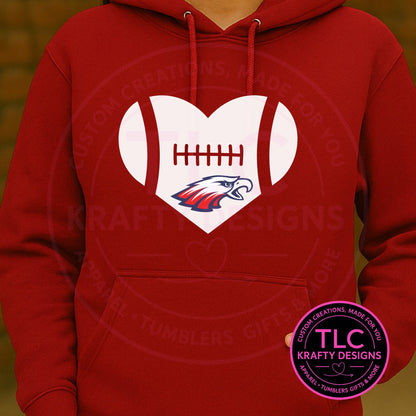 Lindbergh High School Football Heart Sweatshirt - Custom Team Spirit Wear