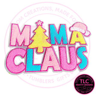 Mama Claus pastel chenille patch close-up