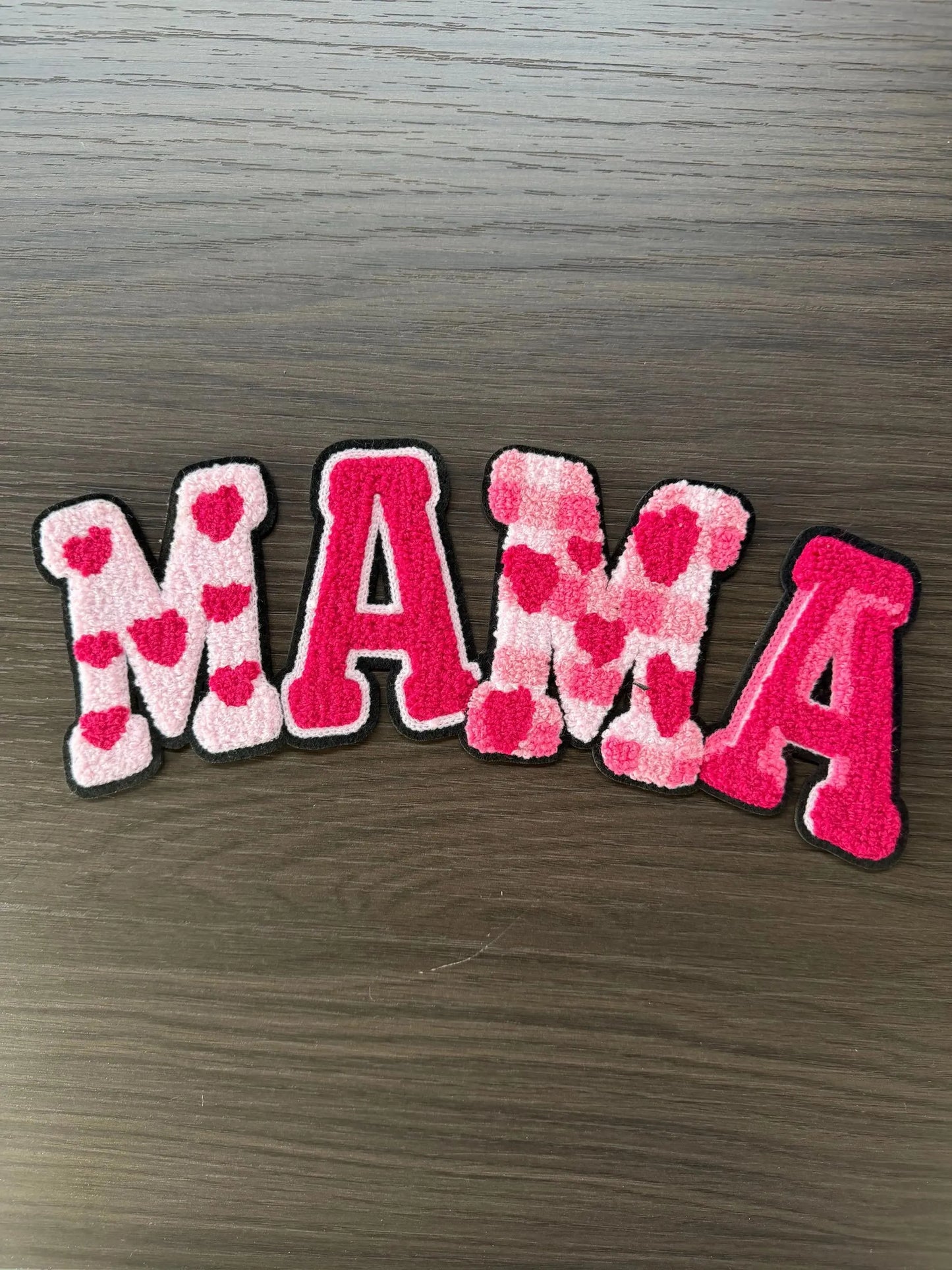 MAMA Valentine Pink Heart Chenille Patch - Valentine's Day Patch CK