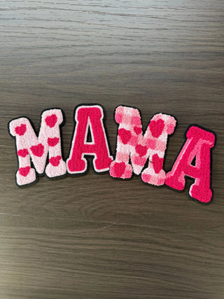 MAMA Pink Heart Chenille Patch - Valentine's Day Patch CK