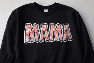 XL MAMA Pink Floral Chenille Patch - Valentine's Day Iron-On/ Sew-On Appliqué