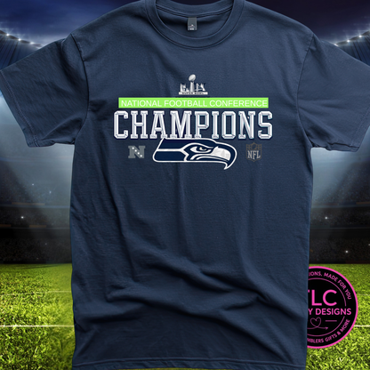 Seattle Football Conference Champions Graphic Lime Detail – Seattle Sports T-Shirt or Sweatshirt