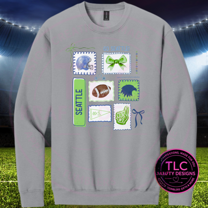 Seattle Football Patchwork Graphic – Seattle Sports T-Shirt or Sweatshirt