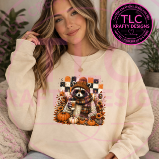 Fall Floral Cozy Raccoon Design – Autumn Vibes Apparel