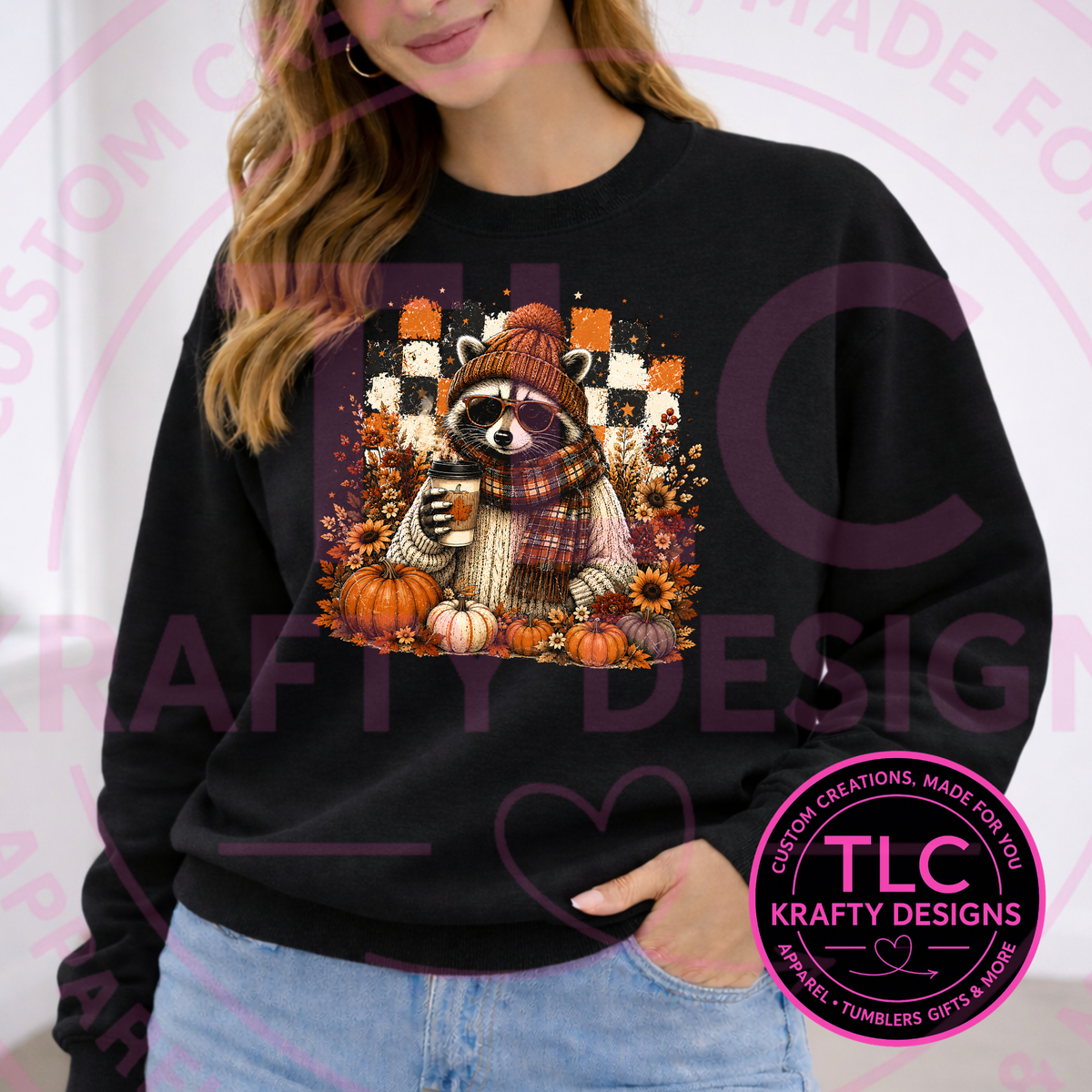 Fall Floral Cozy Raccoon Design – Autumn Vibes Apparel