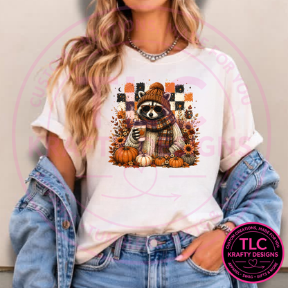 Fall Floral Cozy Raccoon Design – Autumn Vibes Apparel