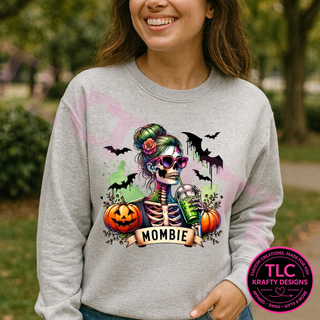 Mombie Shirt, Skeleton Mom Halloween Tee, Funny Mom Halloween Shirt, Spooky Mama Sweatshirt, Halloween Gift for Mom - Gildan mockup