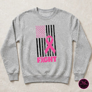 CARE2 fight flag product photo - sport grey crewneck