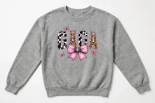 GAGA cow print varsity design on sports gray sweatshirt