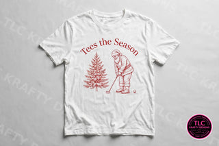 GOLF2 Tees the Season Santa golfing — white tee mockup