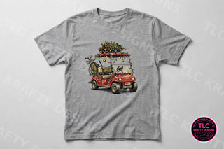 GOLF5 Christmas golf cart — sport grey tee mockup