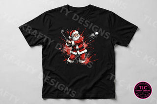 GOLF6 Santa golf swing — black tee mockup