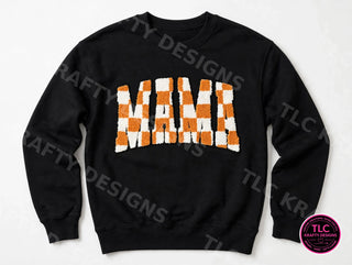 MAMA Checkered Patch Sweatshirt - Black crewneck mockup