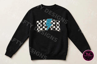 MAMA Cow Print Patch Sweatshirt - Black crewneck mockup