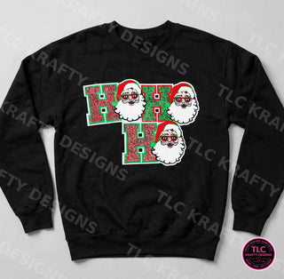 Santa HOHO Patch Sweatshirt - Black crewneck mockup