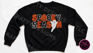 Spooky Season Patch Sweatshirt - Black crewneck mockup