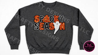 Spooky Season Patch Sweatshirt - Dark Heather crewneck mockup