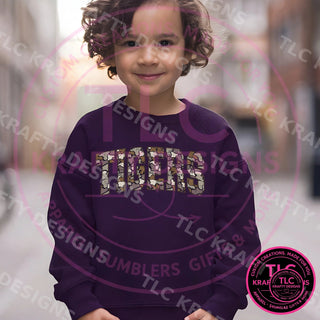 Camo TIGERS Sweatshirt, Tigers Crewneck, School Spirit Shirt