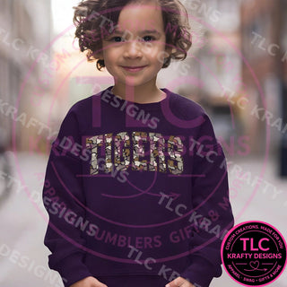 Camo TIGERS Sweatshirt, Tigers Crewneck, School Spirit Shirt