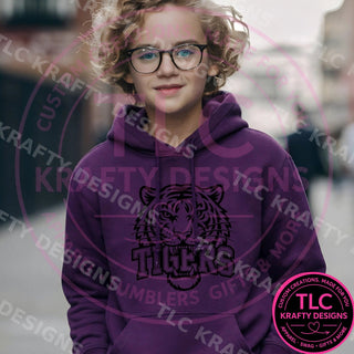 Tigers Head Sweatshirt, Tigers Crewneck, School Spirit Shirt