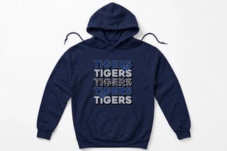 Stacked Blue TIGERS Sweatshirt, Tigers Crewneck, School Spirit Shirt