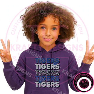 Stacked Blue TIGERS Sweatshirt, Tigers Crewneck, School Spirit Shirt