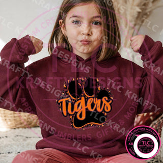 Tigers Paw Script Sweatshirt Tigers Crewneck, School Spirit Shirt