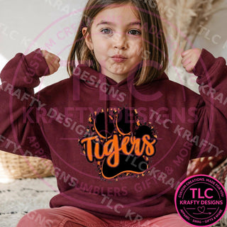 Tigers Paw Script Sweatshirt Tigers Crewneck, School Spirit Shirt