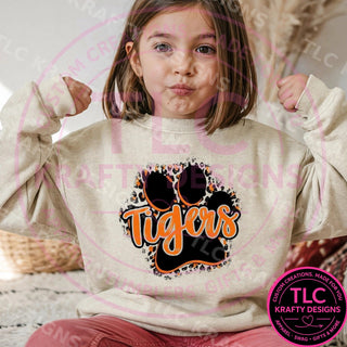 TIG9 Tigers Paw Script on natural sweatshirt