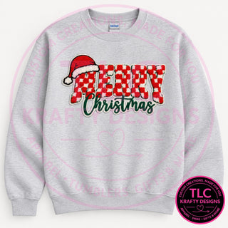 Merry Christmas patch on ash crew neck sweatshirt