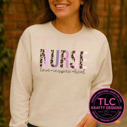 Nurse Love Inspire Heal Sweatshirt - Healthcare Crew Neck or Hoodie CK