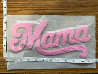 XL MAMA Pink Fuzzy Chenille Patch Apparel – Mom Life T-Shirt or Sweatshirt