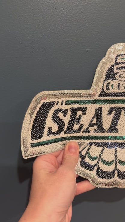XL Seattle Junior Hockey Sequin Patch – Sporty Iron-On / Sew-On Applique