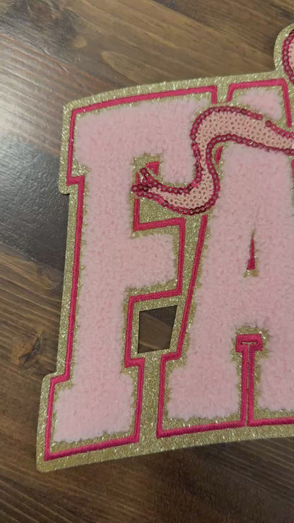 XL Faith Chenille Patch With Bow – Faith Iron-On / Sew-On Applique CK