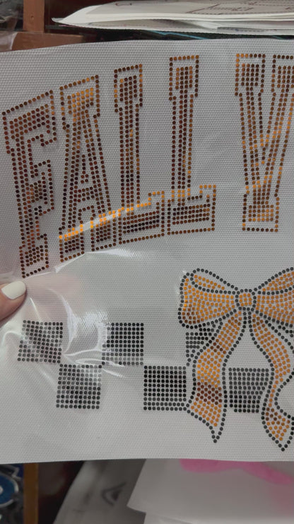 Fall Vibes” Spangle Design with Bow – Gold, Bronze & Black