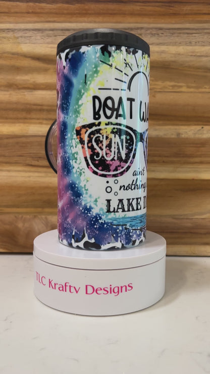 Boat Waves Sun Rays ain't nothing like Lake Days 16oz. 4 in 1 Can/Bottle Cup holder