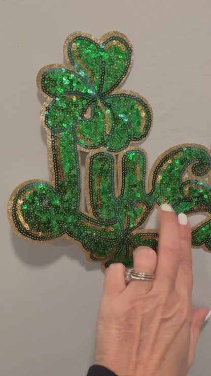 Lucky Sequin Patch Shirt or Sweatshirt | St Patrick’s Day Lucky Top | Shamrock Clover Apparel | Festive Green Outfit
