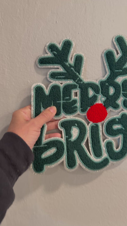 Merry and Bright Reindeer Chenille Patch – Festive Holiday Iron-On / Sew-On Applique CK