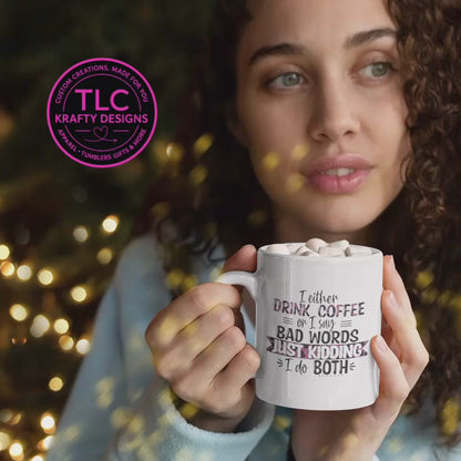 Funny Coffee Mug – Coffee & Bad Words Travel Mug, Sarcastic Adult Humor Cup, Sassy Cuss Word Mug, Gift for Coffee Lovers, 12oz Insulated Mug