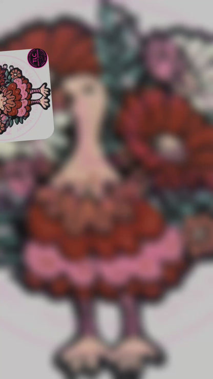 XL Floral Turkey Patch, Large Thanksgiving Turkey Iron On Patch, Fall Flower Patch