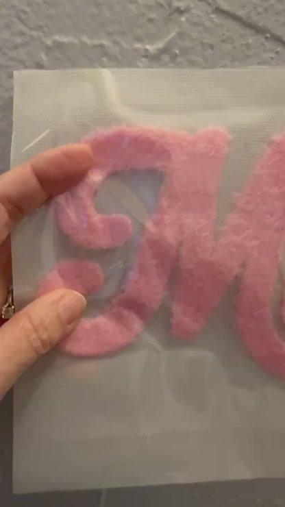 XL MAMA Pink Fuzzy Chenille Patch - Mom Life Heat Press/ Iron-On Appliqué