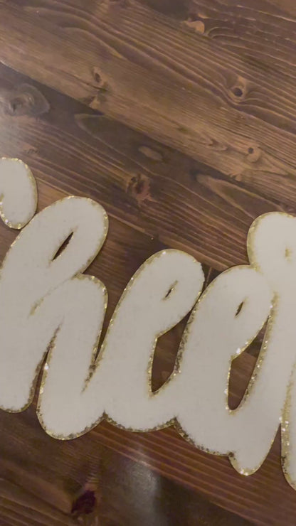 XL Cheer Chenille Patch – Fuzzy Script Letter Patch for Cheer & Dance Apparel (Approx. 10.5”)