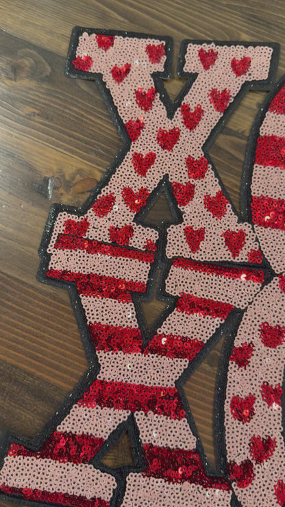 XL Heart Bow Chenille Patch – Valentine Iron-On / Sew-On Applique CK