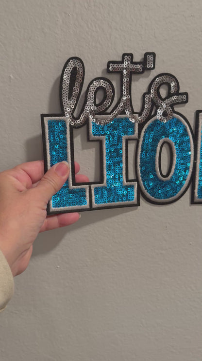 XL Let's Go Lions Sequin Patch – Sporty Iron-On / Sew-On Applique CK